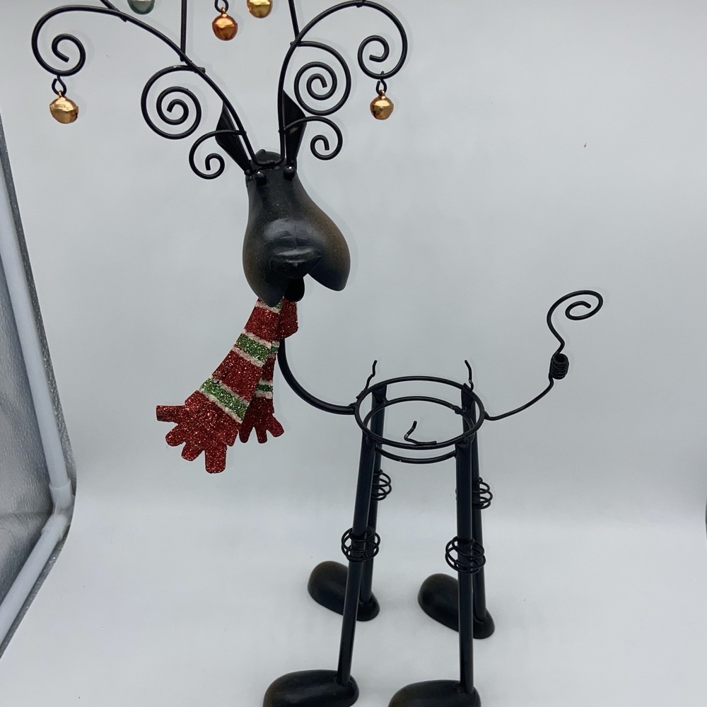 Metal Reindeer Christmas Decor Candle Holder Jingle Bells‎ Scarf